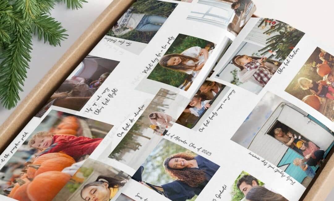 Year in Moments 25 Family Photo Collage & Captions White Tissue Paper