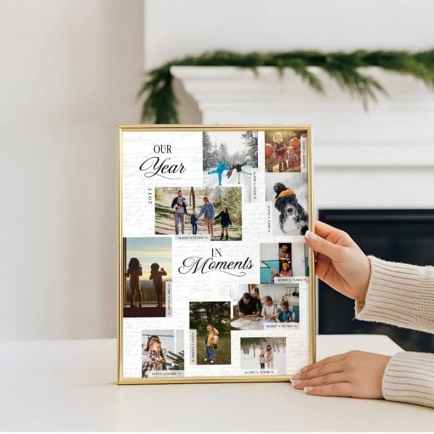 Year in Moments Photo Collage Coordinates Keepsake Poster