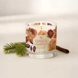Elegant Cozy Autumn Fall Watercolor Floral Crest Scented Candle