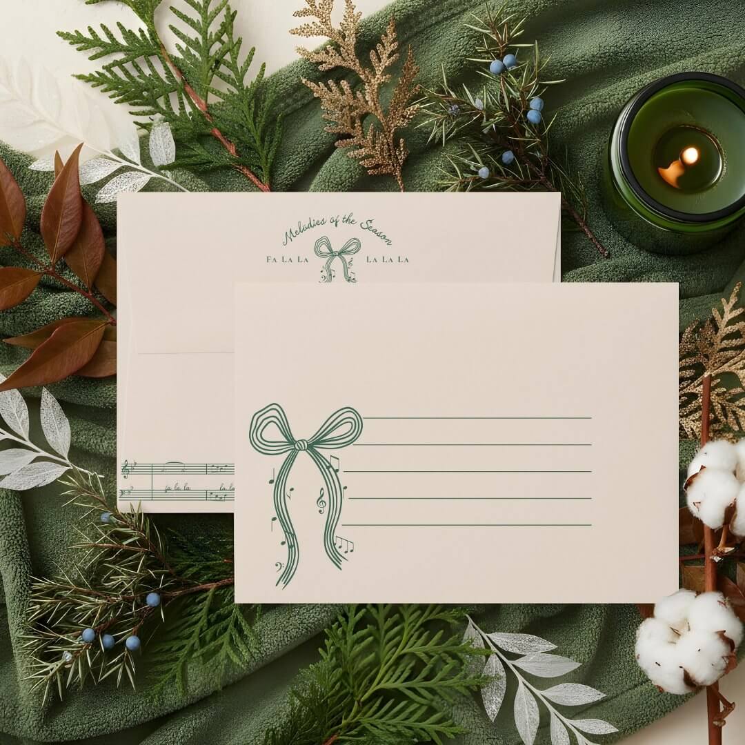 Elegant Fa La Christmas Carol Vintage Sheet Music Beige Envelope