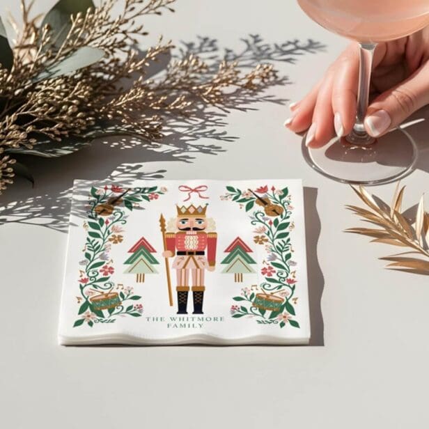 Elegant Floral Christmas Nutcracker Ballet Musical Napkins