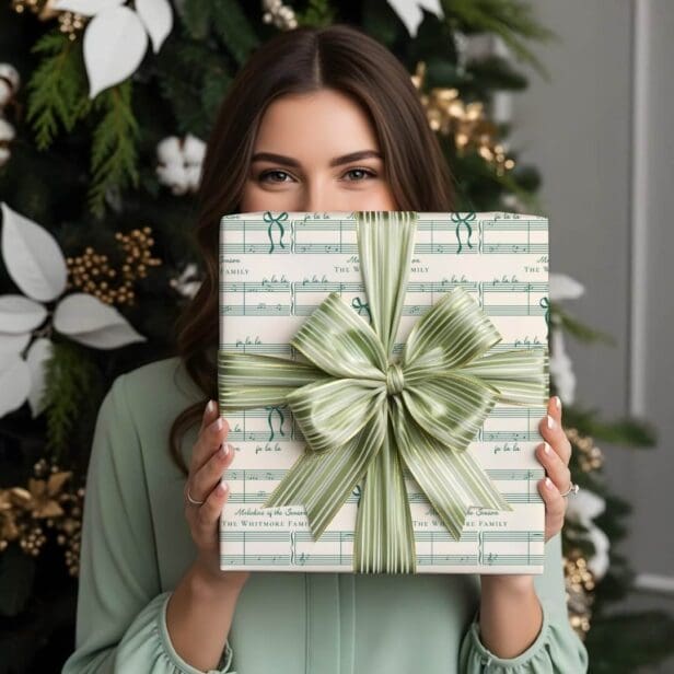 Elegant Fun Fa La Bow Vintage Music Personalized Beige Wrapping