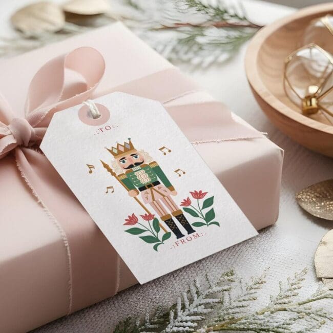 Elegant Nutcracker Ballet Toy Soldier To & From Gift Tags