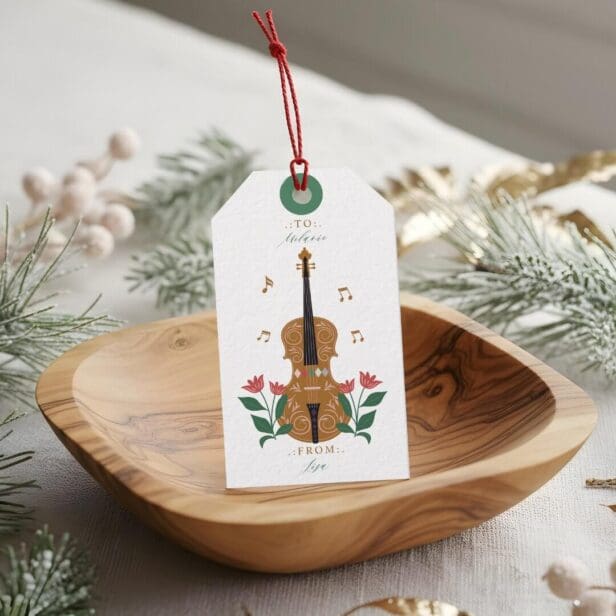 Elegant Nutcracker Violin Floral Music To & From Gift Tags