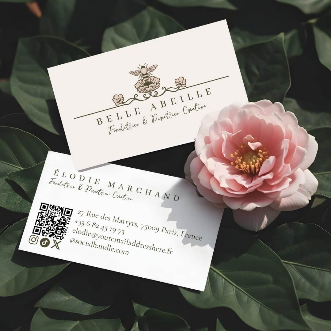 Elegant Vintage Honey Queen Bee Floral QR Code Business Card