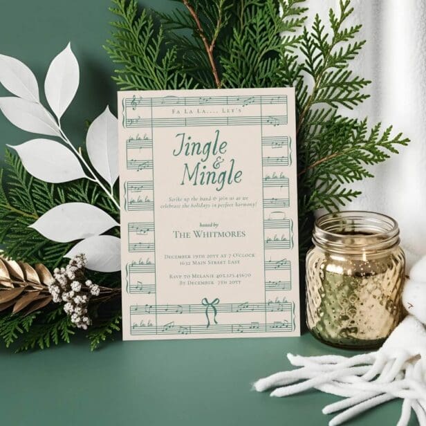 Fa La Jingle Mingle Vintage Sheet Music Christmas Invitation
