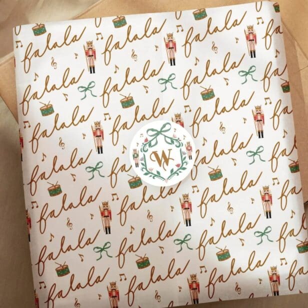 Fa La La Girly Christmas Nutcracker Bow Music Tissue Paper