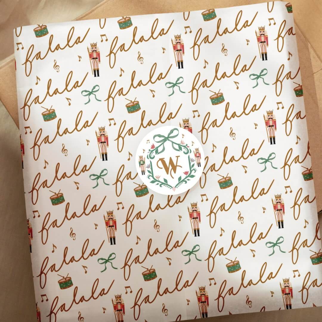 Fa La La Girly Christmas Nutcracker Bow Music Tissue Paper