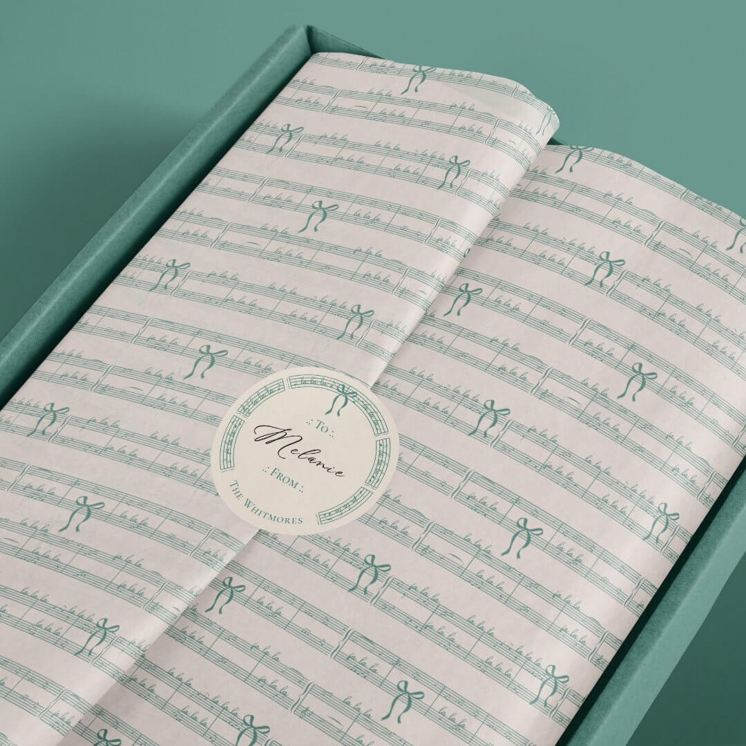 Fa La La Vintage Sheet Music Notes Christmas Carol Beige Tissue Paper