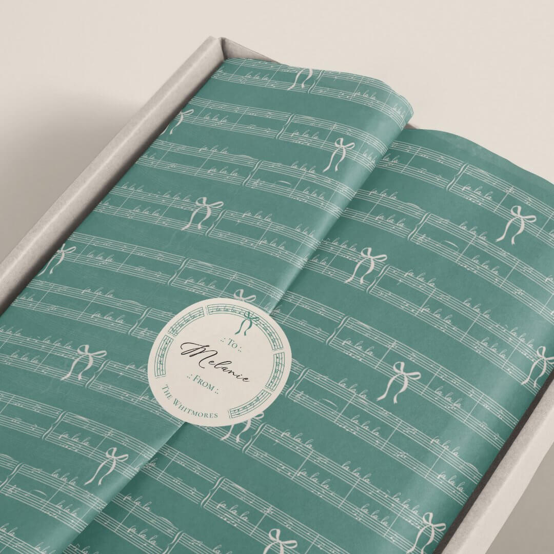 Fa La La Vintage Sheet Music Notes Christmas Carol Green Tissue Paper