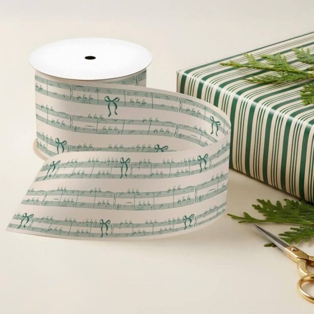 Fa La La Vintage Sheet Music Notes Christmas Carol Satin Ribbon