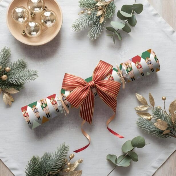 Modern Christmas Nutcracker Argyle Diamond Pattern Wrapping Paper