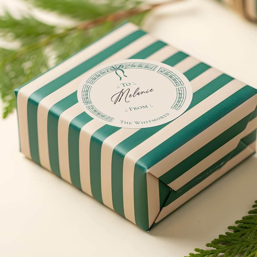 Personalized Fa La Vintage Sheet Music To & From Classic Round Sticker