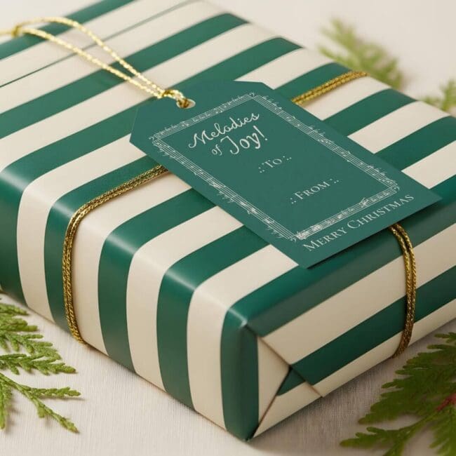 Personalized Fa La Vintage Sheet Music To & From Green Gift Tags