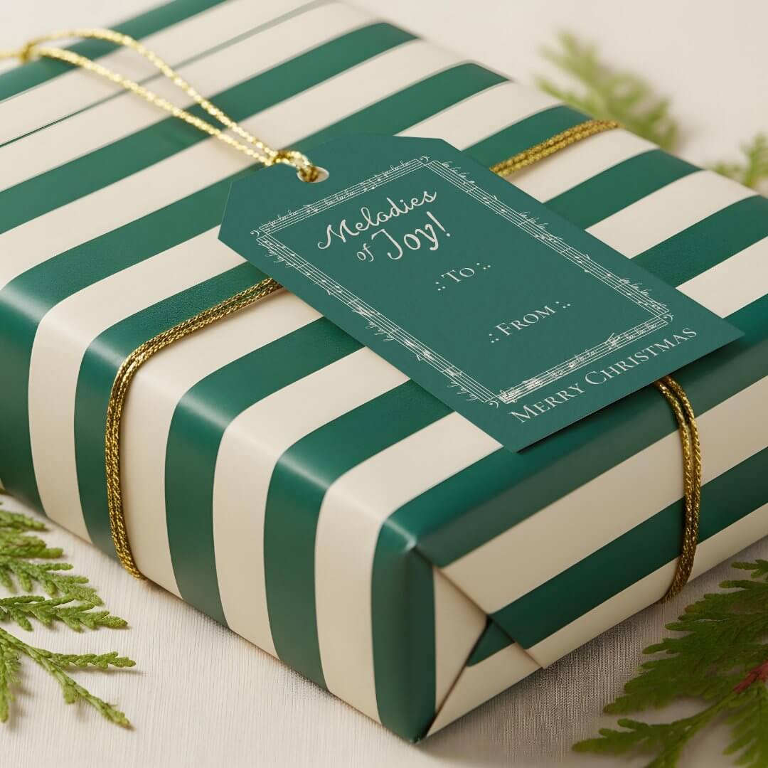 Personalized Fa La Vintage Sheet Music To & From Green Gift Tags