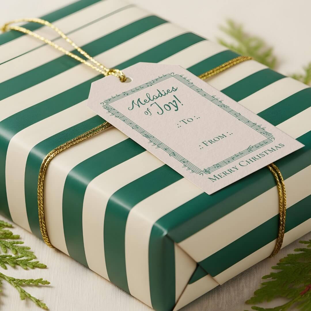 Personalized Fa La Vintage Sheet Music To & From Beige Gift Tags