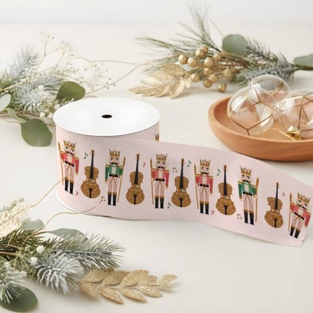Whimsical Christmas Nutcracker Ballet Violin Music Grosgrain Ribbon
