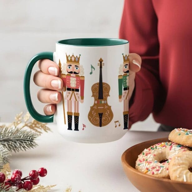 Whimsical Christmas Nutcracker Ballet Violin Music Mug