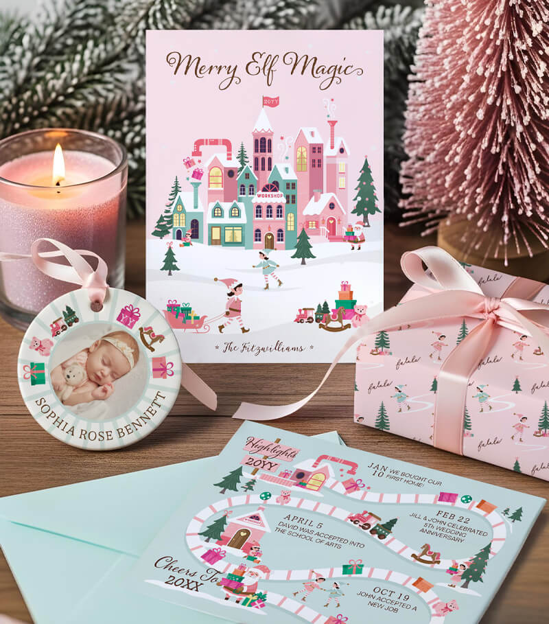 Pink Christmas Elves Workshop Santa Collection Design By Moodthology Papery