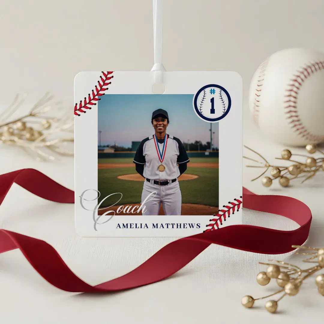 Baseball Coach Appreciation Team Photo Keepsake Metal Ornament