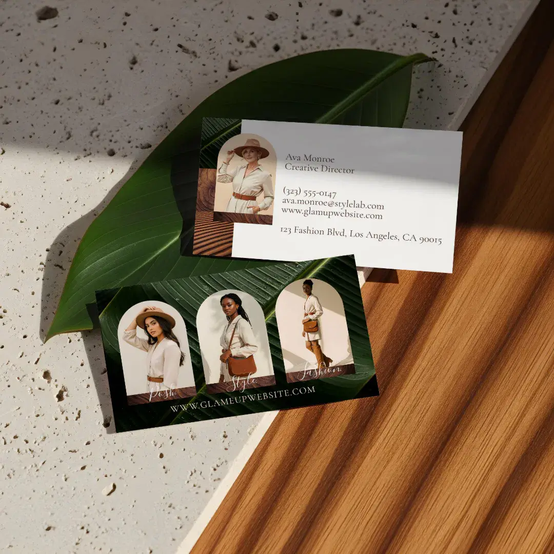 Chic Modern Boho Earthy Fashion Photo Arch Collage Business Card