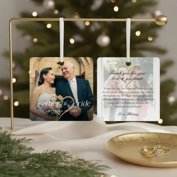 Elegant Father of the Bride Photo Memory Keepsake Metal Ornament