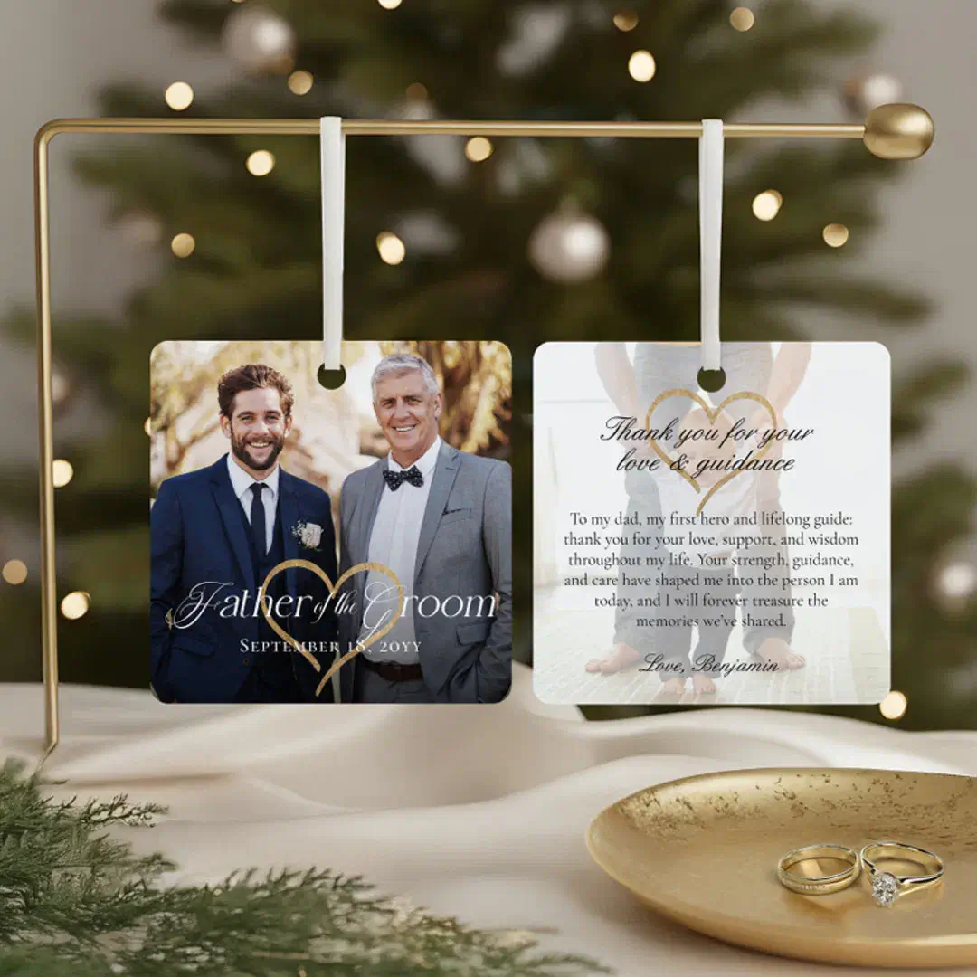 Elegant Father of the Groom Photo Memory Keepsake Metal Ornament
