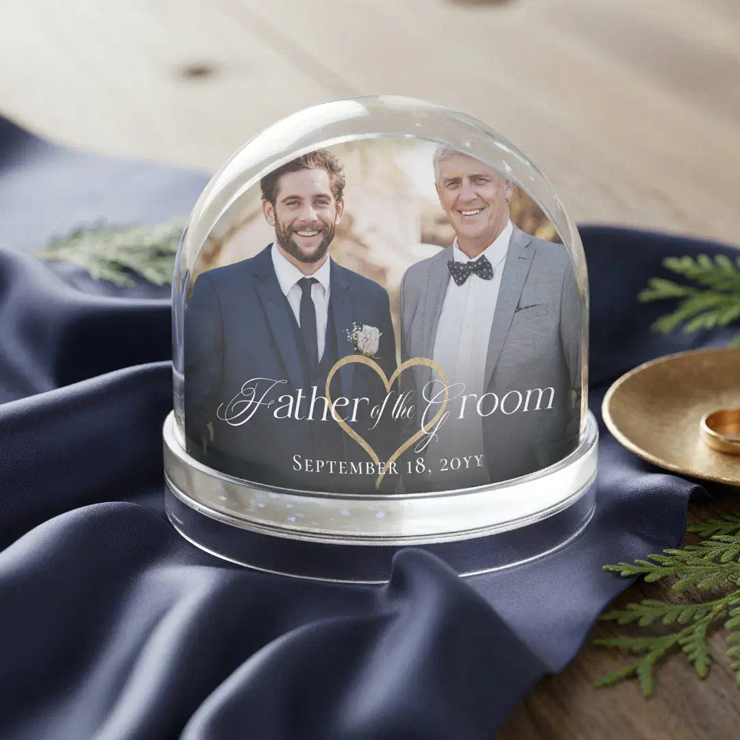 Elegant Father of the Groom Photo Memory Keepsake Snow Globe