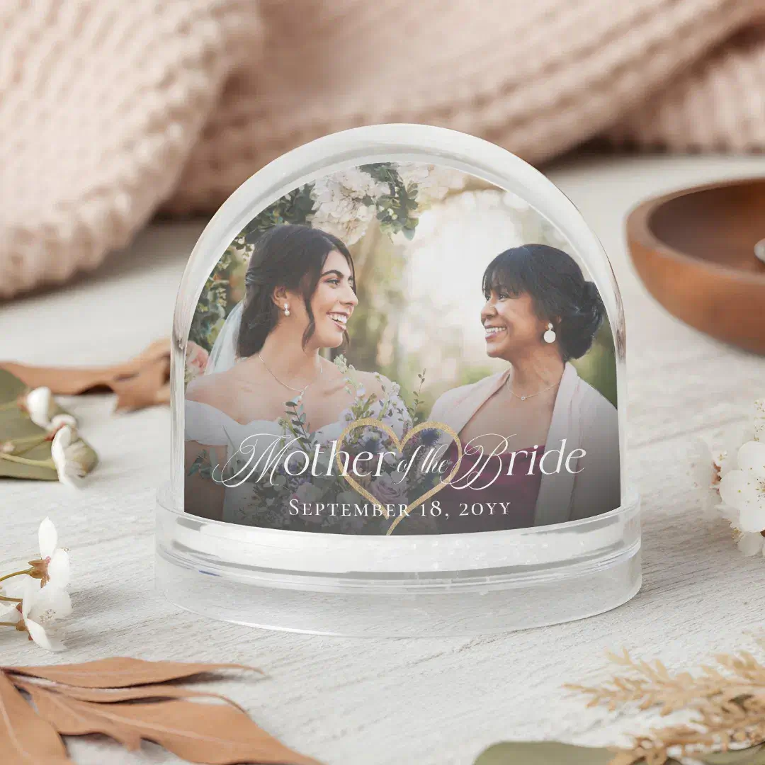 Elegant Mother of the Bride Photo Memory Keepsake Snow Globe