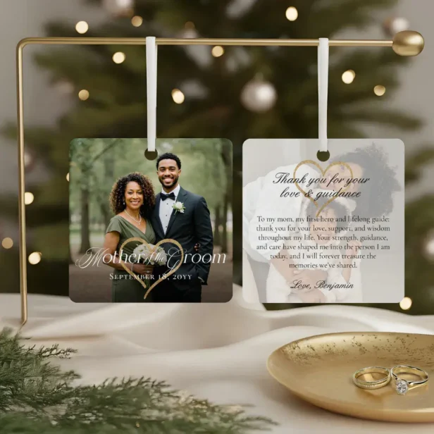Elegant Mother of the Groom Photo Memory Keepsake Metal Ornament