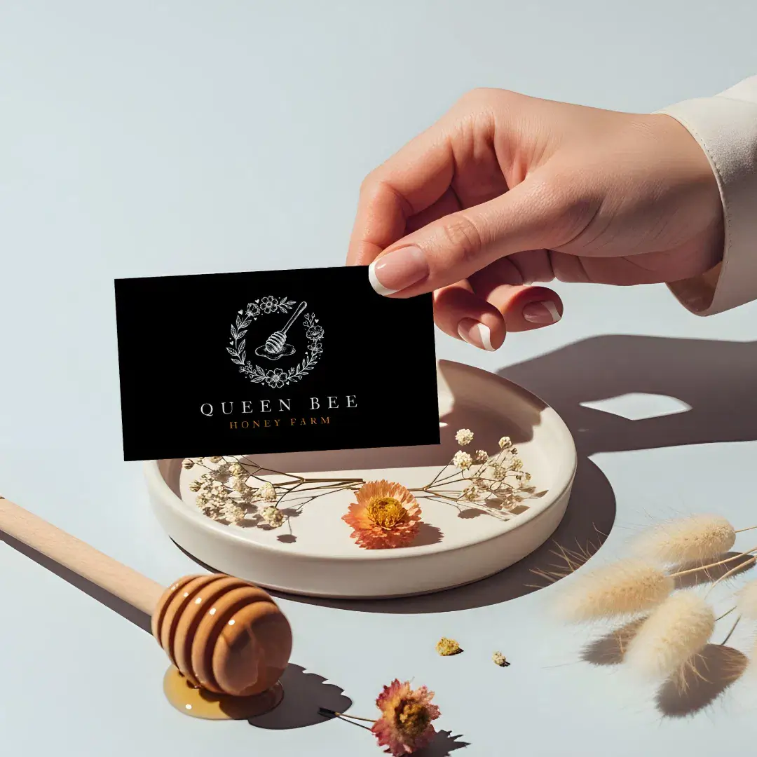 Elegant Vintage Honey Dipper Floral Wreath Farm Business Card