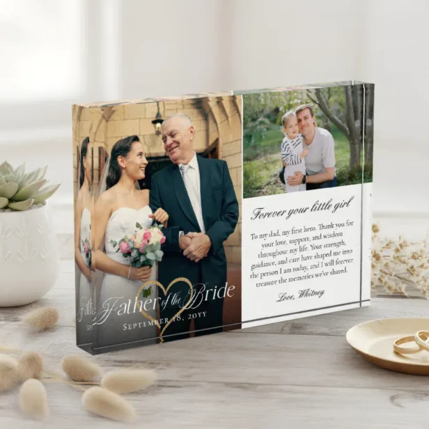 Father of the Bride Heart Wedding Then & Now Photo