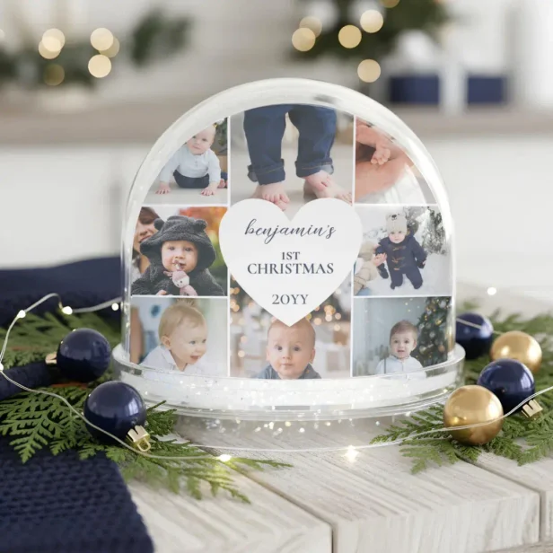 First Christmas Photo Gallery Birth Stats Keepsake Snow Globe