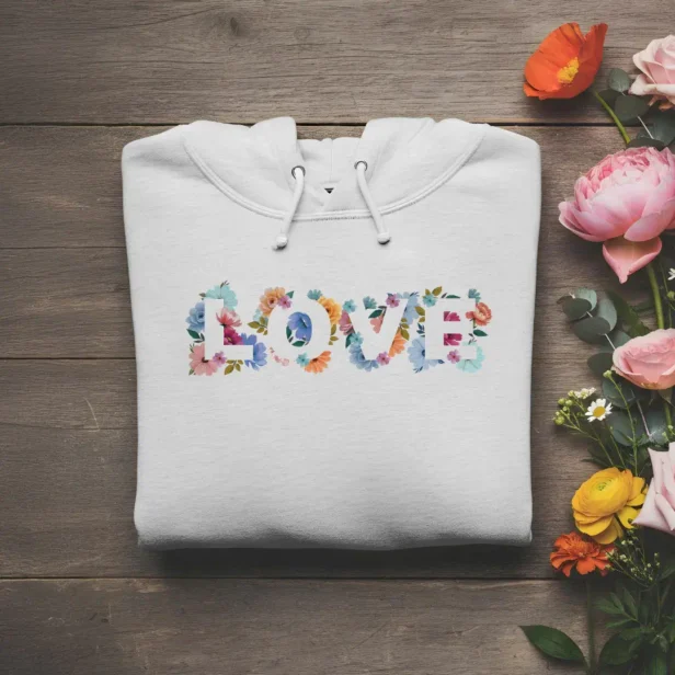 Floral Blossom Love Botanical Flower Heart Hoodie