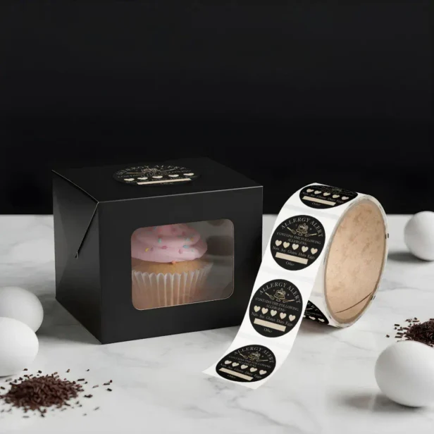 Food Safety Allergy Alert Bakery Cake & Whisk Classic Round Sticker