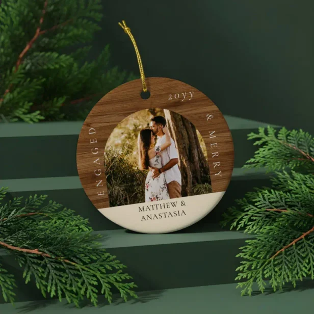 https://www.zazzle.com/minimal_modern_engaged_merry_2_photo_engagement_ceramic_ornament-256947709893649630