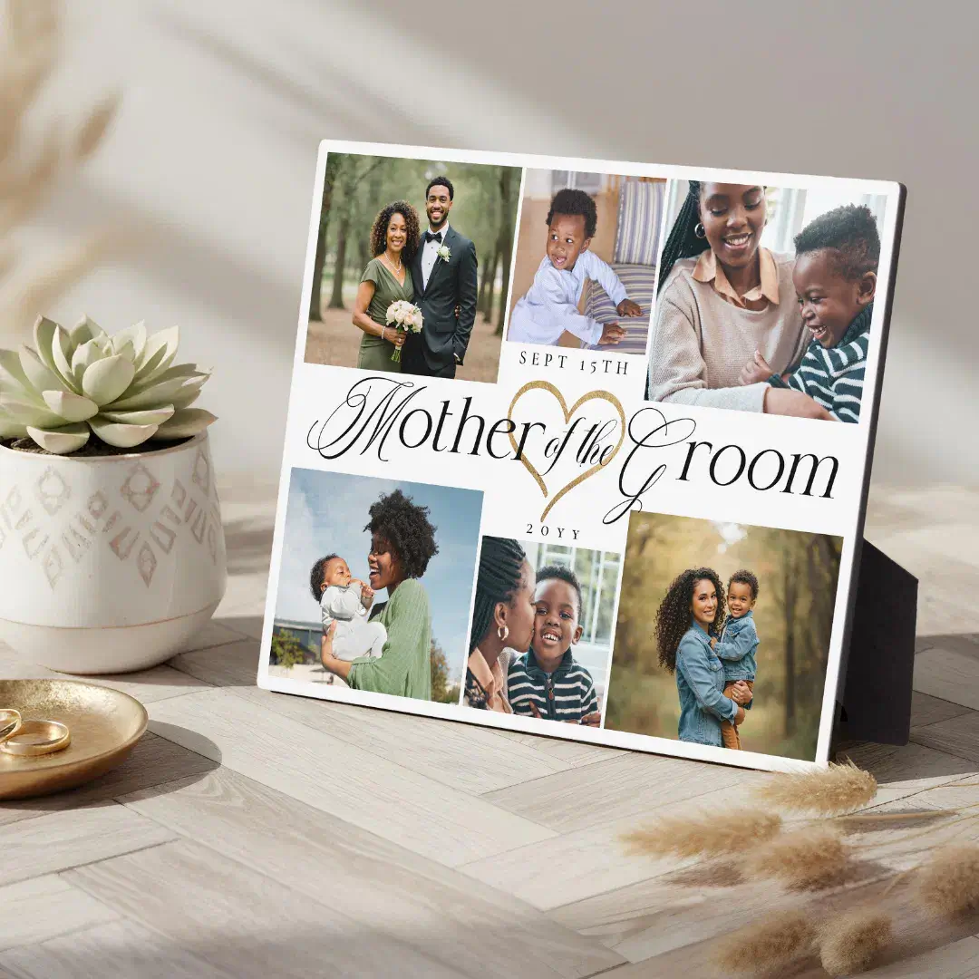 Mother of the Groom Heart Then Now Photo Collage Plaque