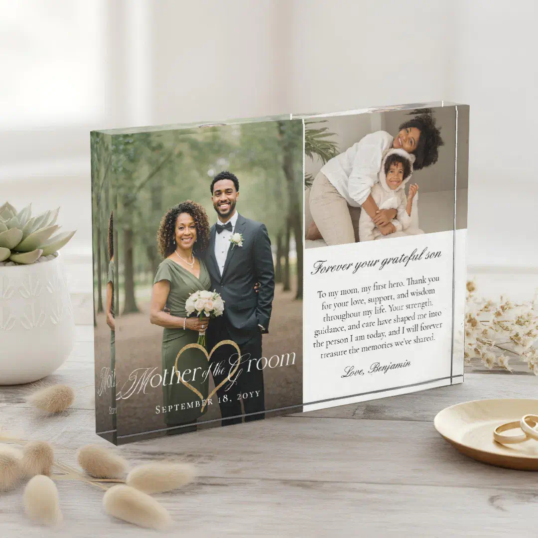 Mother of the Groom Heart Wedding Then & Now Photo