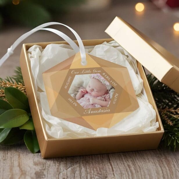 Our Little Gem November Birthstone Baby Birth Stat Glass Ornament