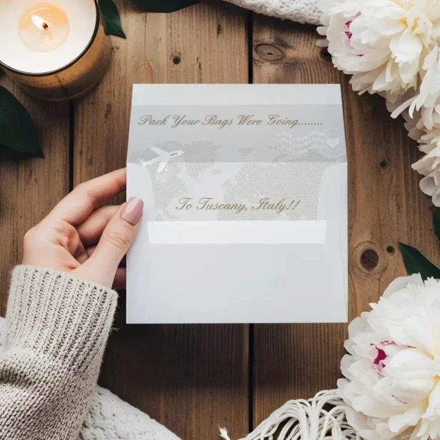 Passport To Marriage Travel Theme Destination Grey Envelope