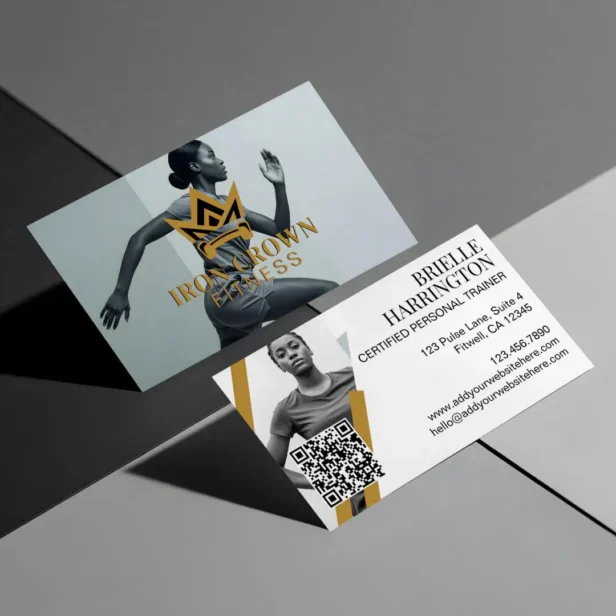 Royal Crown Trendy Fitness Personal Trainer Photo Business Card