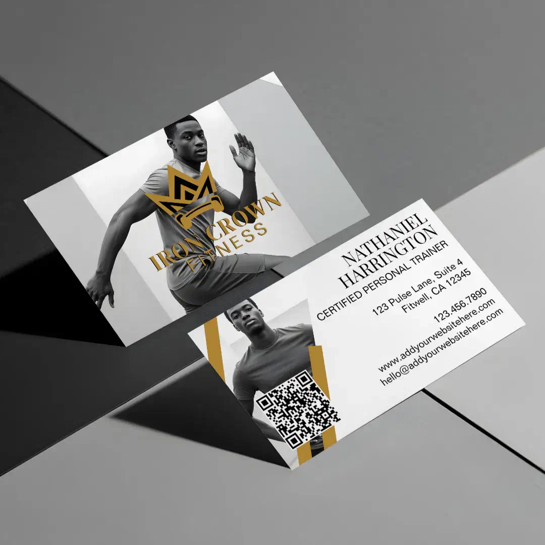 Royal Crown Trendy Fitness Personal Trainer Photo Business Card