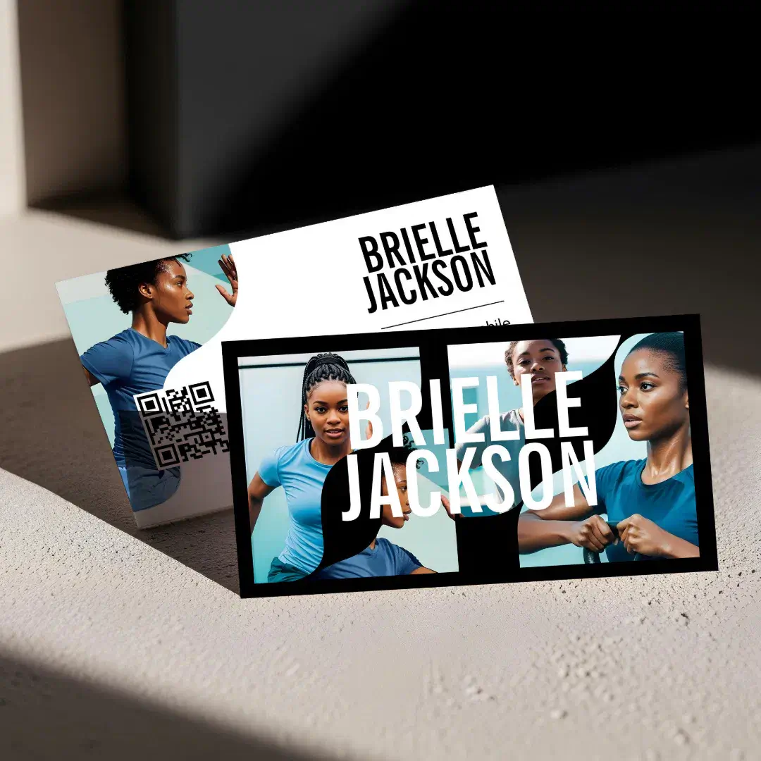 Trendy Wavy Photo Frame Personal Trainer Fitness Business Card