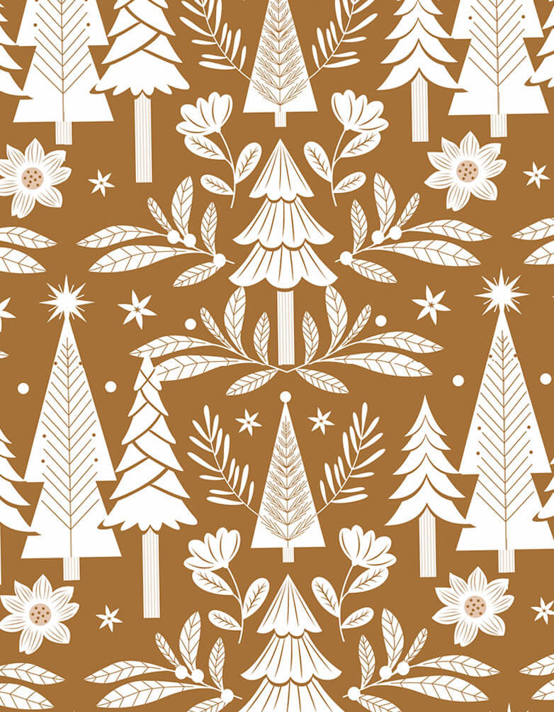 Elegant Luxury Holiday Evergreen Forest & Floral Wrapping Paper