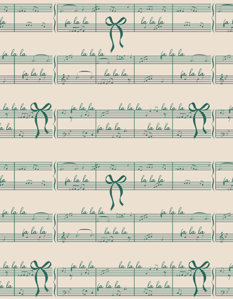 Fun Fa La La Bow Vintage Sheet Music Personalized Wrapping Paper