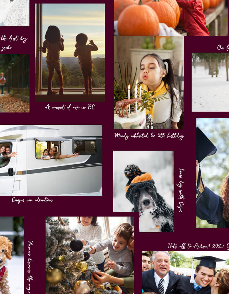 Year in Moments 8 Family Photo Collage & Captions Wrapping Paper