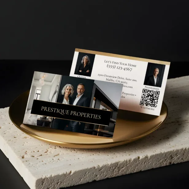 Black Gold Luxury Real Estate Agent Photo Luxe Business Card