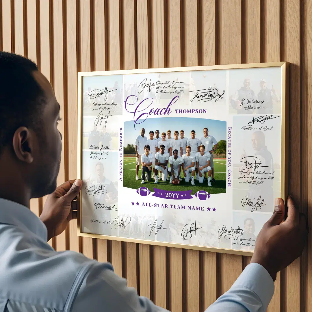 Coach Appreciation Collage Football Team Signature Poster