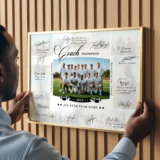 Black Coach Appreciation Photo Collage Team Signature Poster