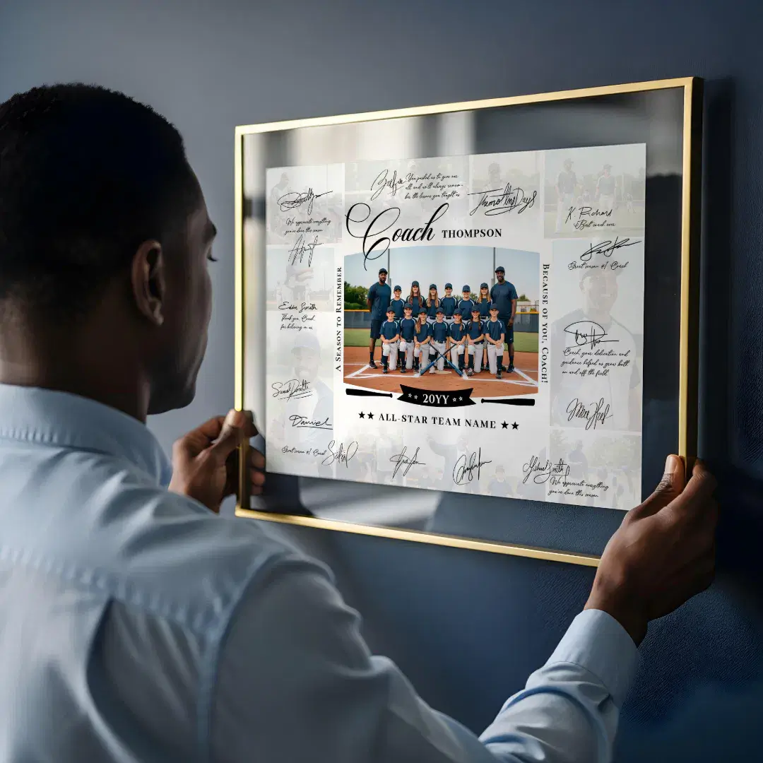 Black Coach Appreciation Photo Collage Team Signature Poster
